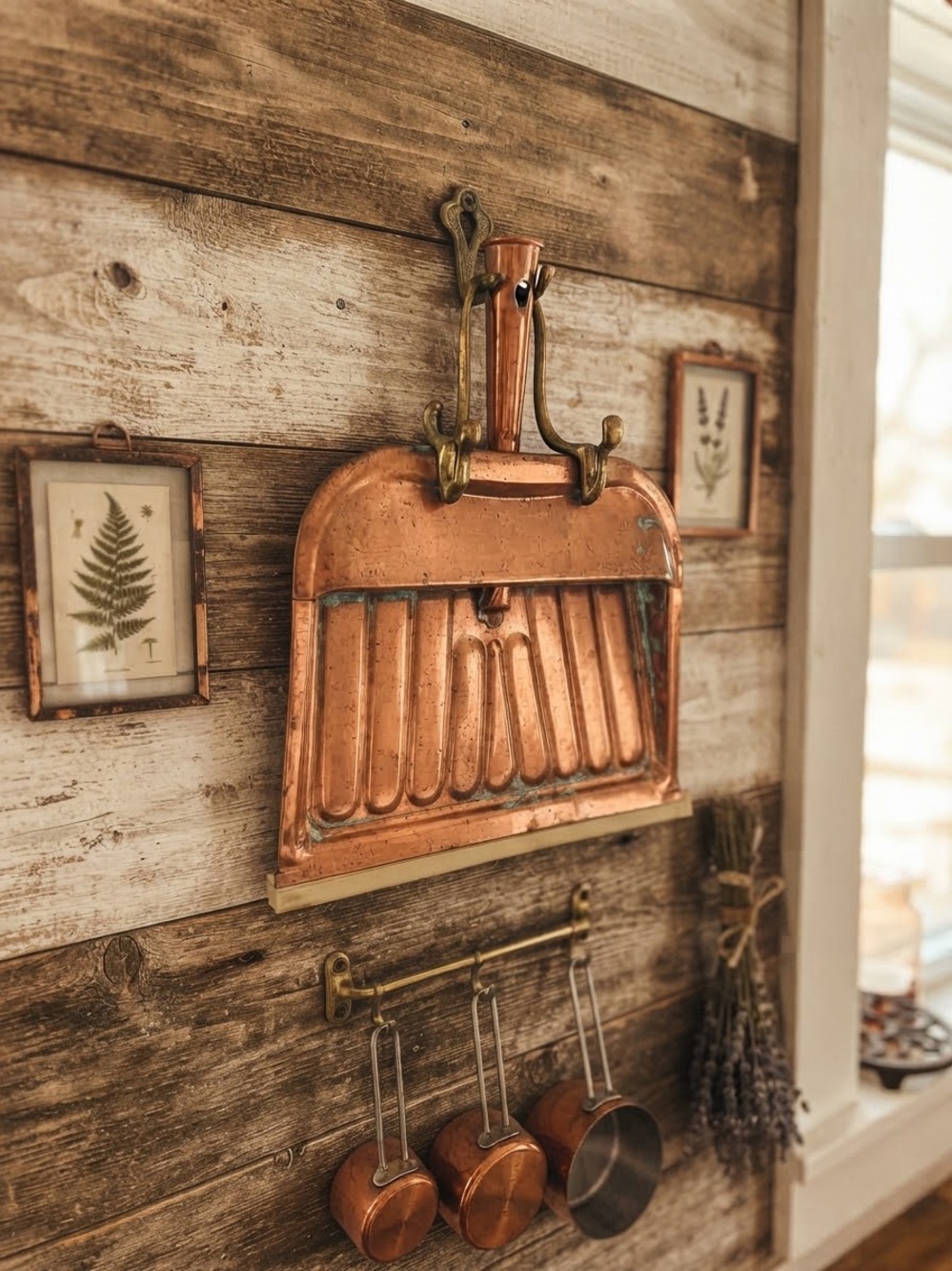 Antique copper dust pan